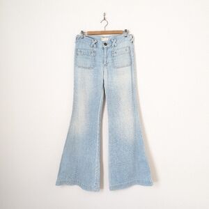 Current/Elliott Light Trash Wash Y2K Faded Low Rise Wide Leg Flare The X Jeans
